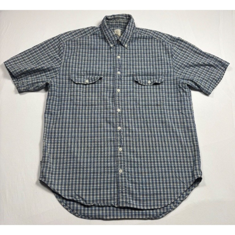 Old Navy Men's XL Blue White Plaid Short Sleeve Button Down Shirt Cotton